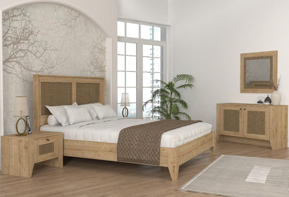 Schlafzimmer Set komplett Schrank Bett Kommode Nachttische Braun 5tlg