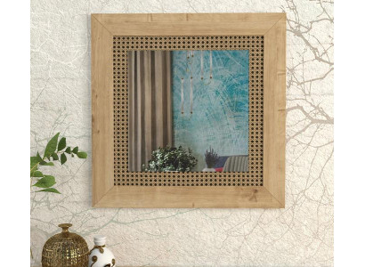 Schlafzimmer Spiegel Glasfläche Braun stilvoll Quadratisch helles Holz