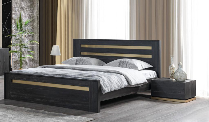 Schlafzimmer Möbel Komplett Set Bett 2x Nachttisch Schrank Braun 5tlg