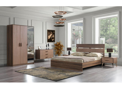 Schlafzimmer Möbel Ausstattung Komplett Set Bett 2x Nachttisch Schrank 5tlg