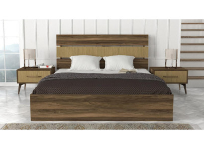 Schlafzimmer Schlafzimmereinrichtung Möbel Bett Nachttische Holzoptik 3tlg