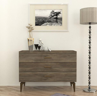 2tlg Schlafzimmer Set Kleiderschrank + Kommode Moderne Möbel Stil Braun