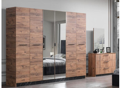 Schlafzimmer Set Kleiderschrank + Kommode + Spiegel Moderne Möbel 3tlg Luxus
