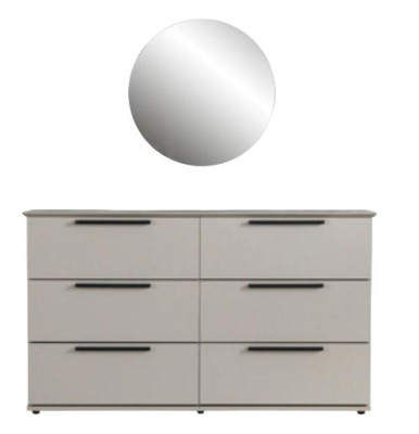 3tlg Schlafzimmer Set Kleiderschrank + Kommode + Spiegel Moderne Möbel Stil