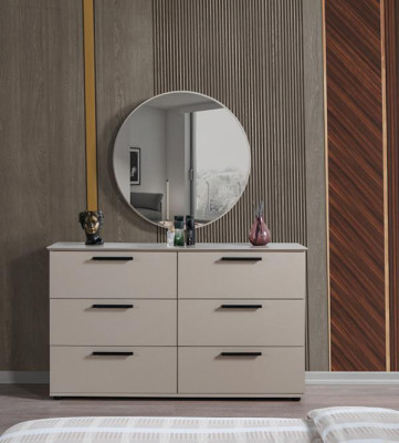 3tlg Schlafzimmer Set Kleiderschrank + Kommode + Spiegel Moderne Möbel Stil