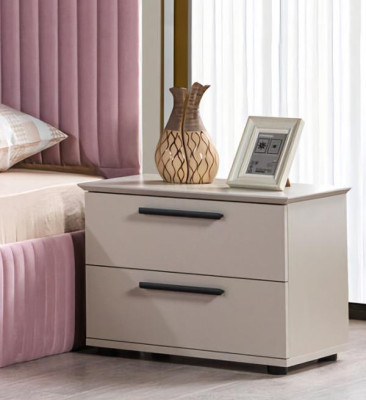 Schlafzimmereinrichtung Möbel Schlafzimmer Bett Nachttische Rosa 3tlg