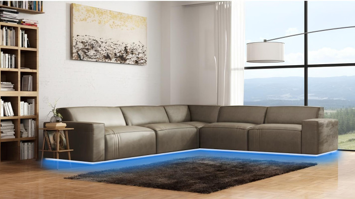 Ledersofa Ecksofa Couch Polster Wohnlandschaft Couchen Eck Sofa Sitz Garnitur