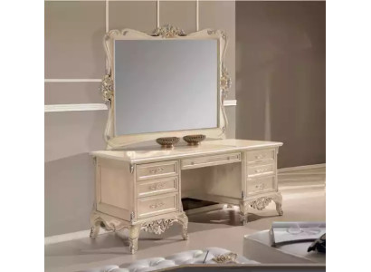 Schminktisch mit Spiegel Schlafzimmer Design Beige Möbel Holz 2tlg. Neu