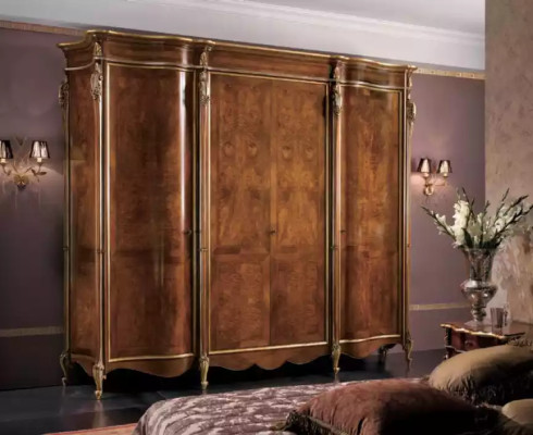 Kleiderschrank Stil Möbel Klassischer Schrank Holz Schlafzimmer Braun