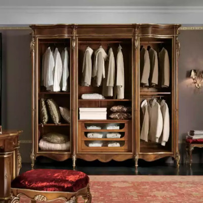 Kleiderschrank Stil Möbel Klassischer Schrank Holz Schlafzimmer Braun