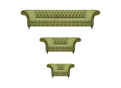 Wohnzimmer Chesterfield Sitzmöbel Grüne Couchgarnitur Polster Sofas 3tlg