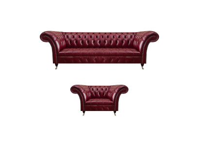 Wohnzimmer Rotes Chesterfield Set Luxus Dreisitzer Couch Polstersessel