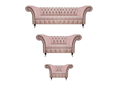 Wohnzimmer Chesterfield Möbel Rosa 3-Sitzer Designer Zweisitzer Sessel