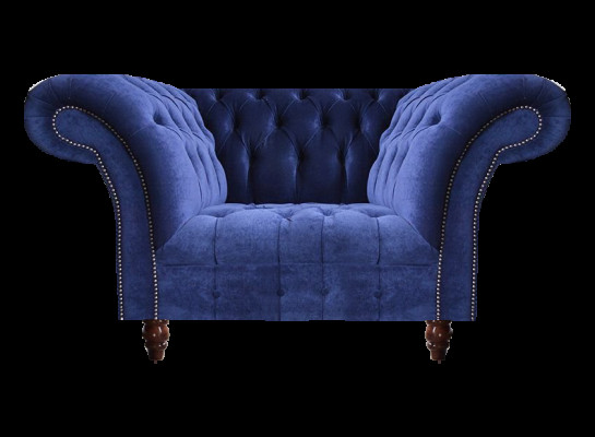 Wohnzimmer Möbel Sessel Blau Polster Stoff Chesterfield Sitz Couch