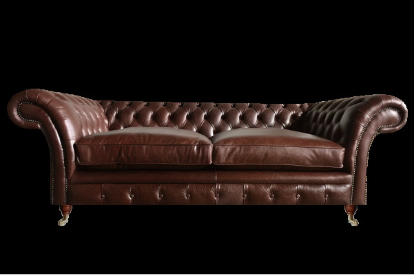 Zweisitzer Sofa Couch Design Möbel Ledersofa Braun Chesterfield Wohnzimmer