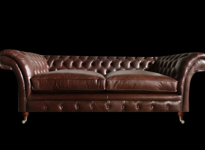 Zweisitzer Sofa Couch Design Möbel Ledersofa Braun Chesterfield Wohnzimmer