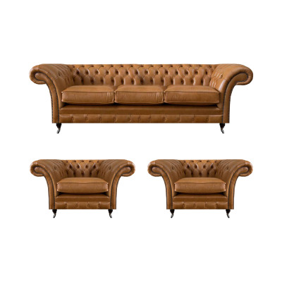 Ledersofa Braun Sofagarnitur 3+1+1 Sitzer Wohnzimmer Design Luxuriöse Möbel