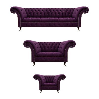 Design Luxus Möbel Lila Polstermöbel Sofagarnitur 4+2+1 Sitzer Textilsofa