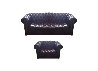 Wohnzimmer Chesterfield Braun Sofa Dreisitze Couch Luxus Sessel Neu