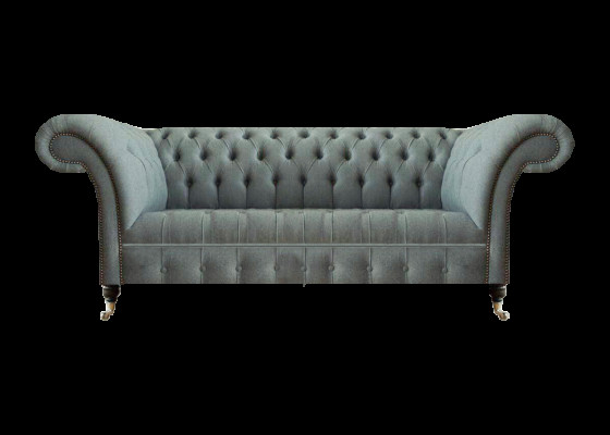Wohnzimmer Luxus Sofa Einrichtung Chesterfield Grau Textil Dreisitze Couch