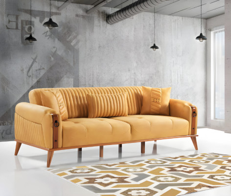 Wohnzimmer-Set 2tlg 3-Sitzer Sofa Sessel Leder Couchen Möbel 3+1 Garnitur