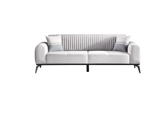 Wohnzimmer-Set 2tlg 3-Sitzer Sofa Sessel Grau Textil 3+1 Garnitur Modern