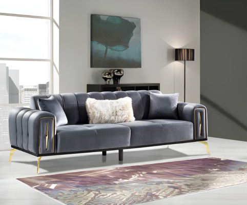 Wohnzimmer-Set 2tlg 3-Sitzer Sofa Sessel Textil 3+1 Sofagarnitur Modern