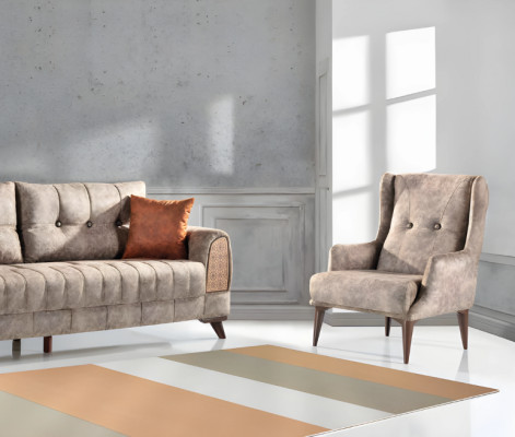 Design Textil Sessel Wohnzimmer Lounge Luxus Stuhl Design Möbel Braun