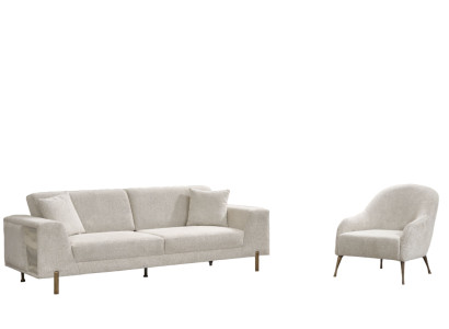 Wohnzimmer-Set 2tlg. 3-Sitzer-Sofa mit Sessel, modernes Design Stoffsofas