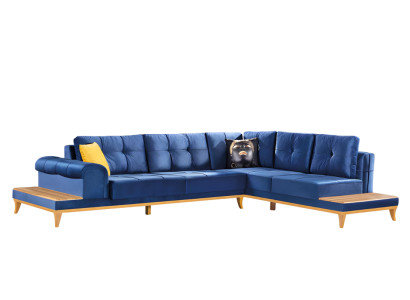 Ecksofa Blau Stoff L Form Sofa Couch Design Couch Polster Textil Modern Sofas
