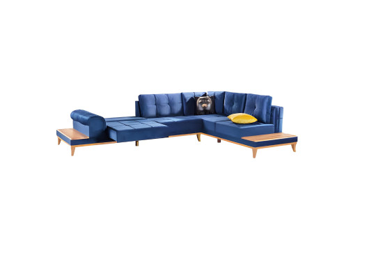 Ecksofa Blau Stoff L Form Sofa Couch Design Couch Polster Textil Modern Sofas
