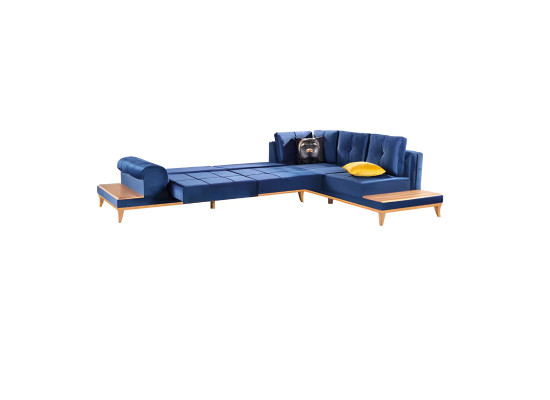 Ecksofa Blau Stoff L Form Sofa Couch Design Couch Polster Textil Modern Sofas