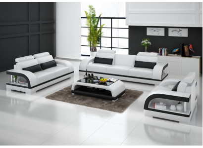 Ledersofa Couch Wohnlandschaft 3+2+1 Sitzer Sofa Garnitur Dekor Design Neu