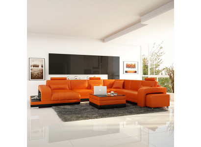 Ledersofa Couch Wohnlandschaft Ecksofa Eck Garnitur Design Modern Sofa F3017