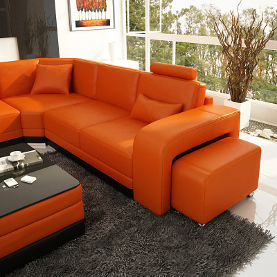 Ledersofa Couch Wohnlandschaft Ecksofa Eck Garnitur Design Modern Sofa F3017