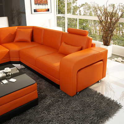 Ledersofa Couch Wohnlandschaft Ecksofa Eck Garnitur Design Modern Sofa F3017