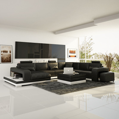 Ledersofa Couch Wohnlandschaft Ecksofa Eck Garnitur Design Modern Sofa F3017