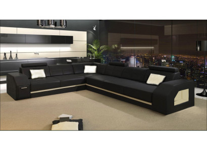 Ledersofa Couch Wohnlandschaft Ecksofa Eck Garnitur Design Modern Sofa C4011B