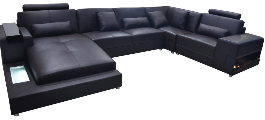 Ledersofa Couch Wohnlandschaft Eck Garnitur Design Modern Sofa U-Form L6014