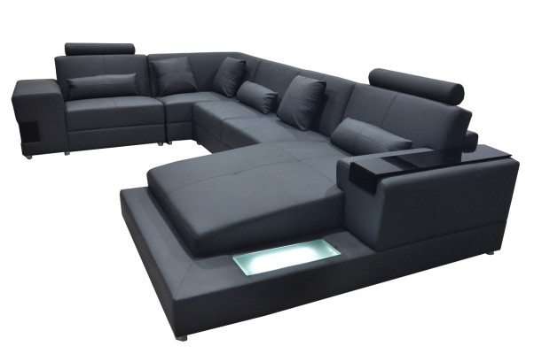 Ledersofa Couch Wohnlandschaft Eck Garnitur Design Modern Sofa U-Form L6014