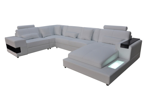 Ledersofa Couch Wohnlandschaft Eck Garnitur Design Modern Sofa U-Form L6014