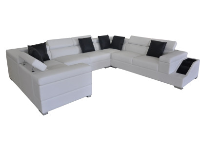 Ledersofa Couch Wohnlandschaft Eck Garnitur Design Modern Sofa U-Form K5006