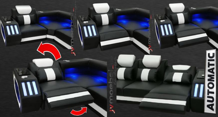 XXL Leder Wohnlandschaft Garnitur Design Modern Sofagarnitur 3+2+1 mit USB+Tisch