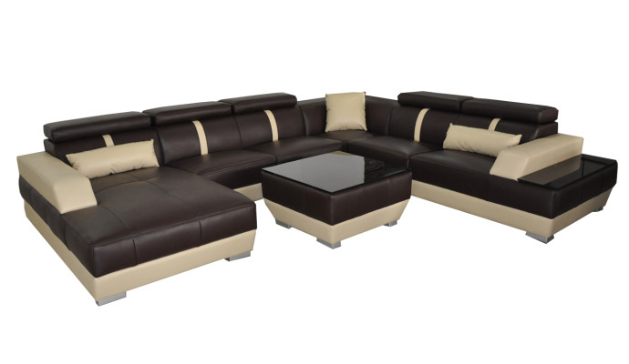 Ledersofa Wohnlandschaft Eck Garnitur Design Modern Sofa U-Form + USB K5015 Neu