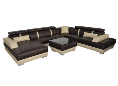 Ledersofa Wohnlandschaft Eck Garnitur Design Modern Sofa U-Form + USB K5015 Neu