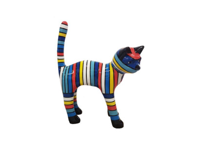 Abstrakte Figur Statue Design Skulptur Deko Bunte Katze Statuen Dekoration 108cm