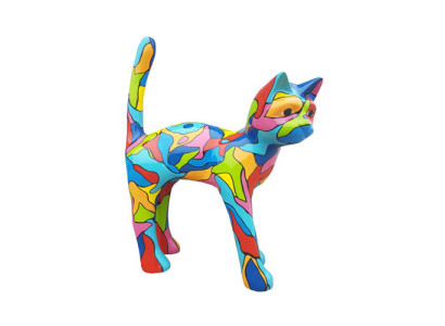 Abstrakte Figur Statue Design Skulptur Deko Bunte Katze Statuen 108cm Dekoration