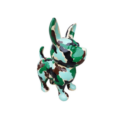 Abstrakt Hund Figur Statue Skulptur Deko Garten Design Statue camouflage bemalt