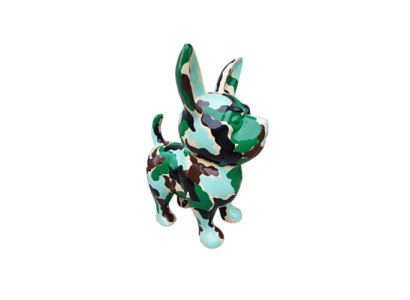Abstrakt Hund Figur Statue Skulptur Deko Garten Design Statue camouflage bemalt