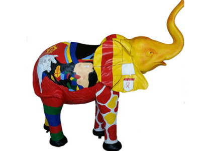Design Statuen Bunte Figur Bemalte Statue Elefant Deko Garten 160x160cm Skulptur